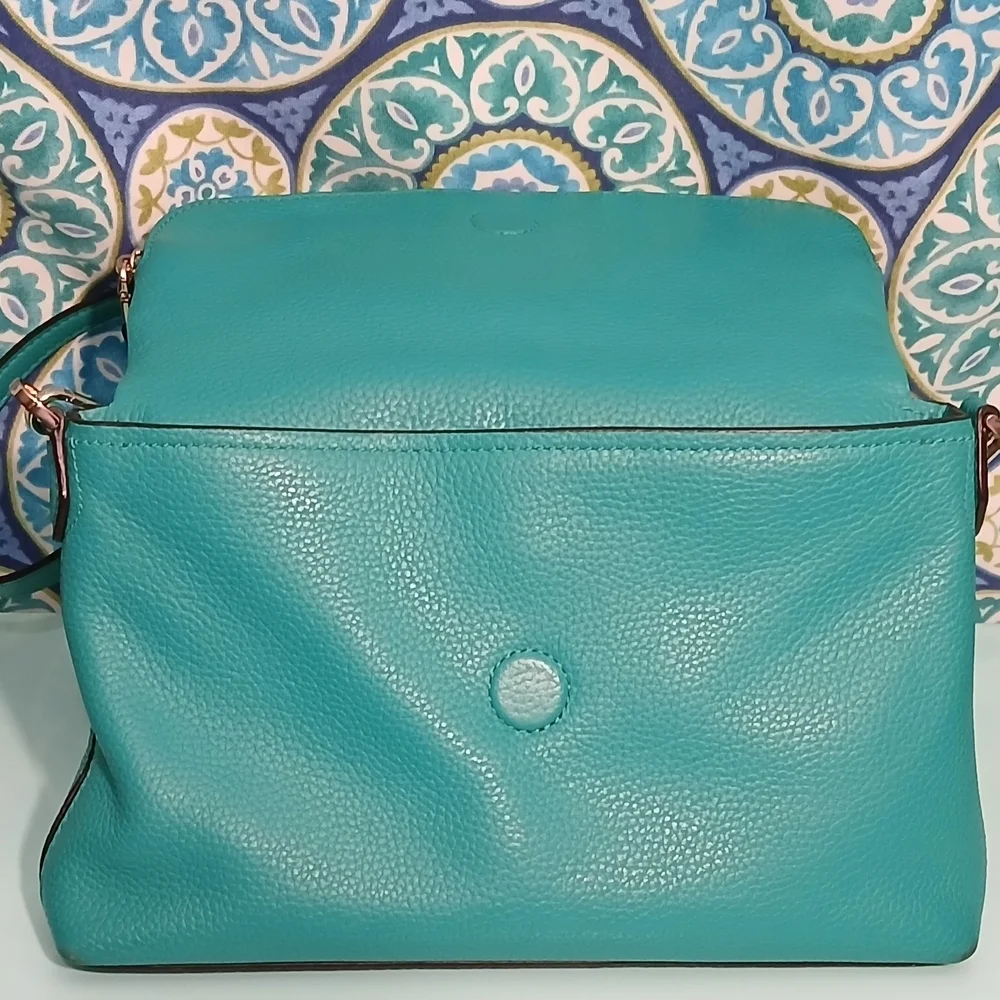Kate Spade New York - Teal Green Pebbled Leather Flap Crossbody Bag - Medium
